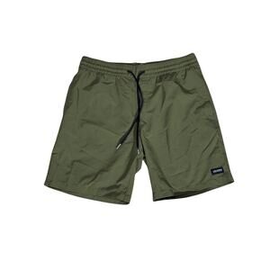 Volcom Shorts Mens Medium Olive Green Elastic Waist Drawstring Walkshorts Casual